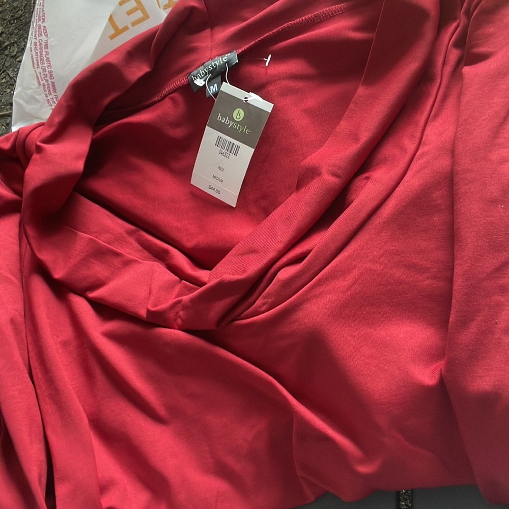 NWT BabyStyle Red Maroon Burgundy Wine LS Cowl Neck Top Shirt Maternity M Medium